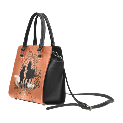 Black horses silhouette Classic Shoulder Handbag (Model 1653)