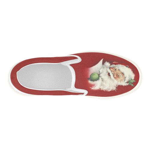 A beautiful vintage santa claus Women's Slip-on Canvas Shoes (Model 019)