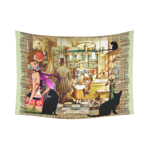 Anton Pieck- Bakery in Old Amsterdam Cotton Linen Wall Tapestry 80"x 60"
