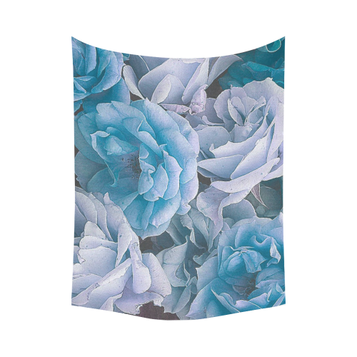 great garden roses blue Cotton Linen Wall Tapestry 80"x 60"