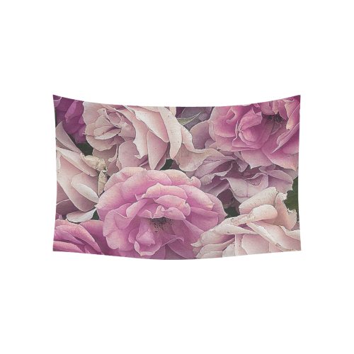 great garden roses pink Cotton Linen Wall Tapestry 60"x 40"