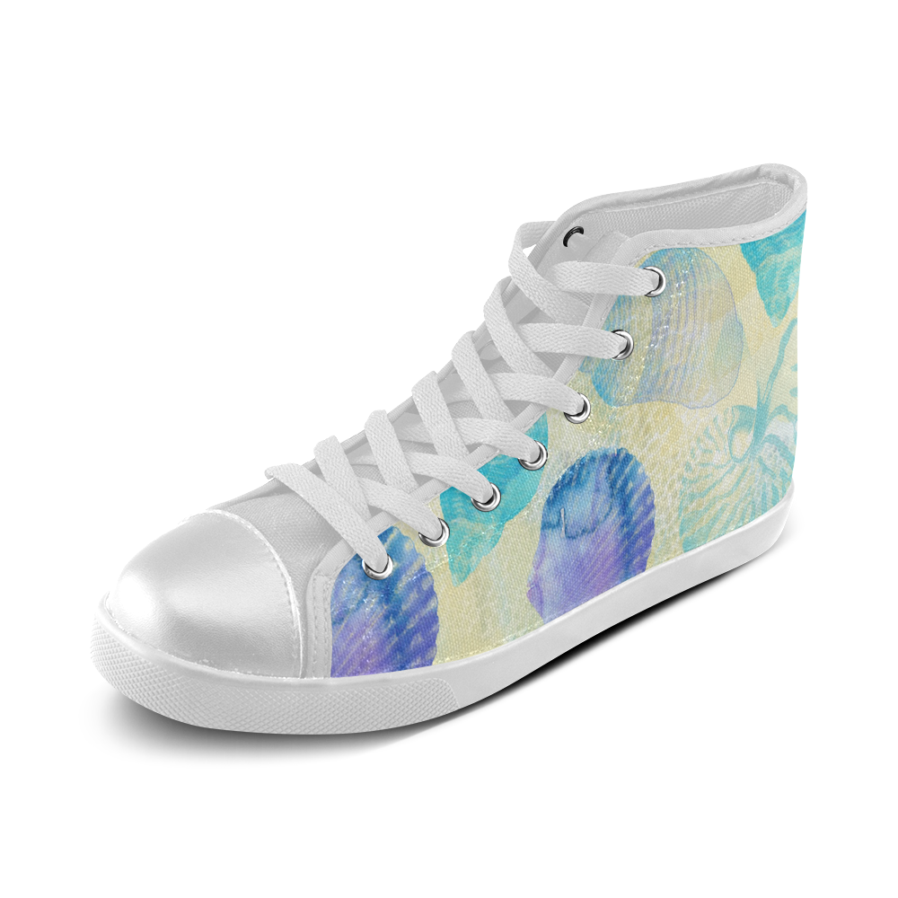 Seashells Women's High Top Canvas Shoes (Model 002) ID D336186