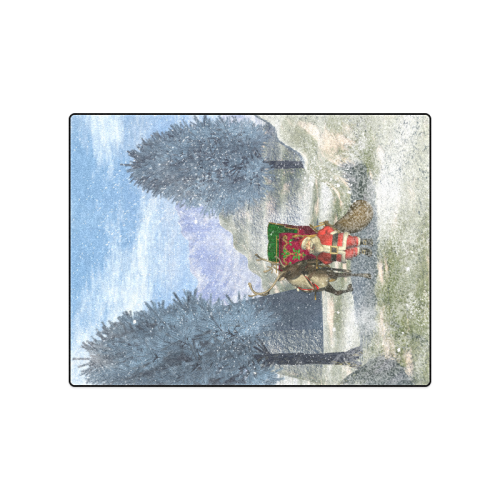 Santa Claus with reindeer Blanket 50"x60"