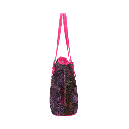 Psychedelic 3D Rose Leather Tote Bag/Small (Model 1651)