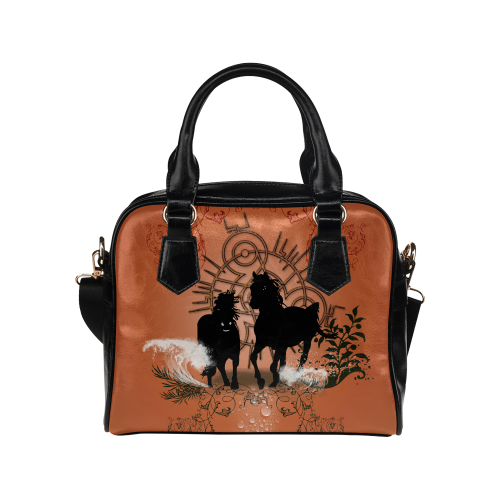 Black horses silhouette Shoulder Handbag (Model 1634)