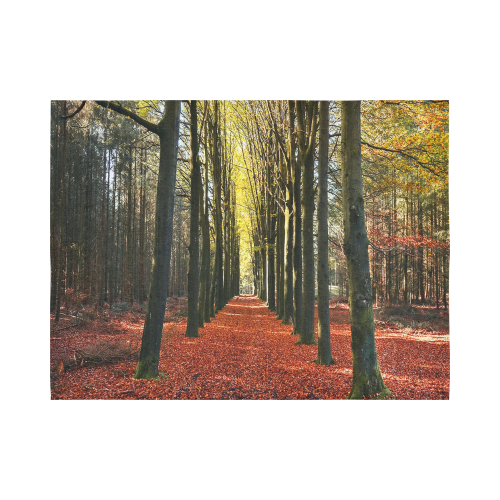 Autumn Forest Path Cotton Linen Wall Tapestry 80"x 60"