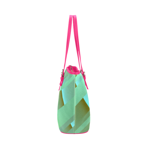 Modern Abstract Pastel Green Leather Tote Bag/Small (Model 1651)