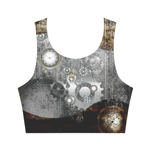 Steampunk in vintage design Women's Crop Top (Model T42)