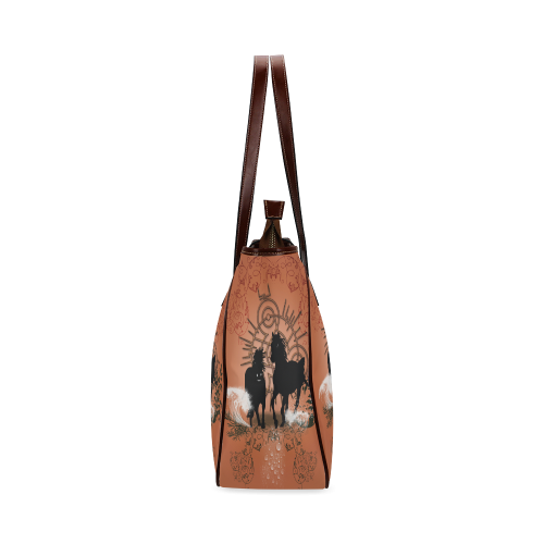 Black horses silhouette Classic Tote Bag (Model 1644)