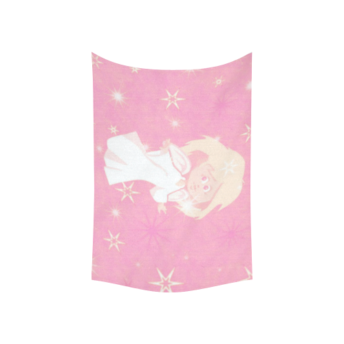 sweet christmas angel pink Cotton Linen Wall Tapestry 60"x 40"