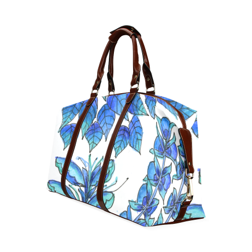 Pretty Blue Flowers, Aqua Garden Zendoodle Classic Travel Bag (Model 1643)