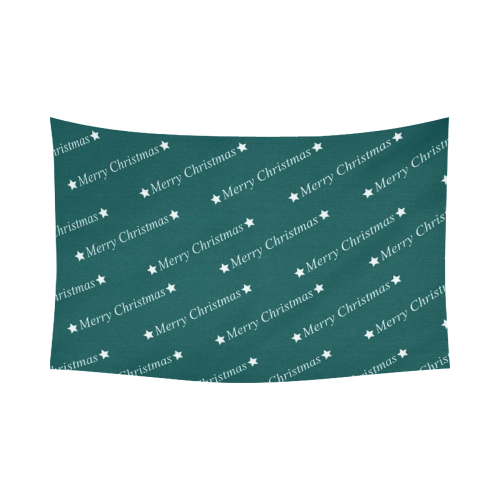 merry christmas,text turquoise Cotton Linen Wall Tapestry 90"x 60"