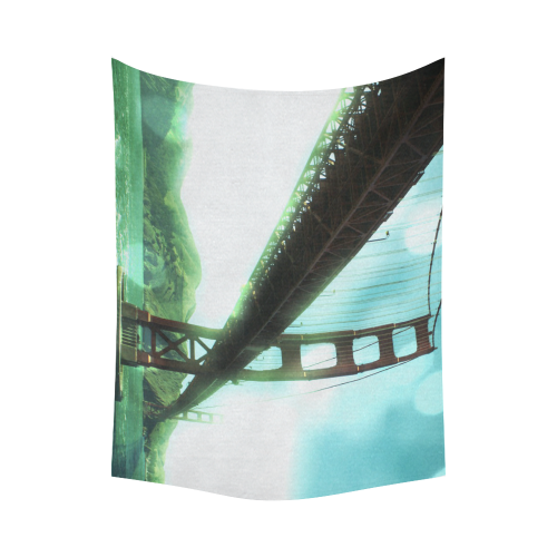 Green Bokeh Golden Gate Bridge Cotton Linen Wall Tapestry 80"x 60"