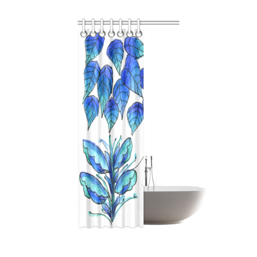 Pretty Blue Flowers, Aqua Garden Zendoodle Shower Curtain 36"x72"