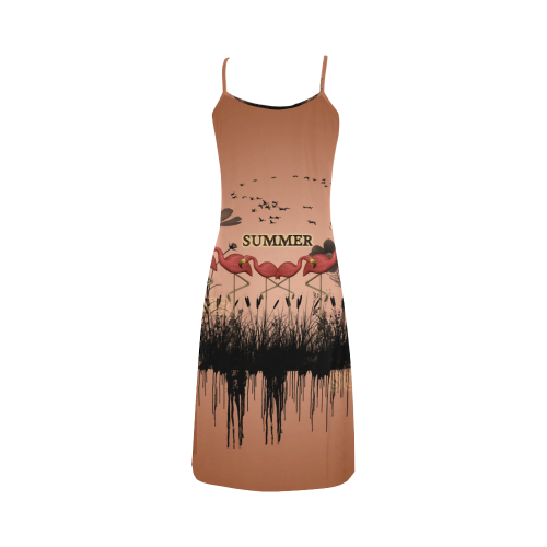 Summer design with flamingo Alcestis Slip Dress (Model D05)