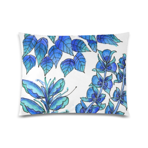 Pretty Blue Flowers, Aqua Garden Zendoodle Custom Picture Pillow Case 20"x26" (one side)