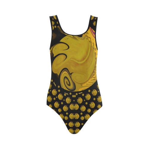 Silent galaxy and space filled of planets Vest One Piece Swimsuit (Model S04)