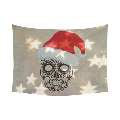 Christmas skull with star bokeh Cotton Linen Wall Tapestry 80"x 60"