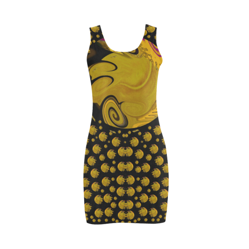 Silent galaxy and space filled of planets Medea Vest Dress (Model D06)