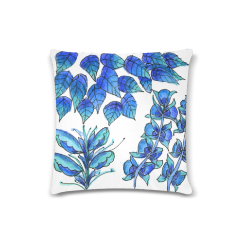 Pretty Blue Flowers, Aqua Garden Zendoodle Custom Zippered Pillow Case 16"x16" (one side)