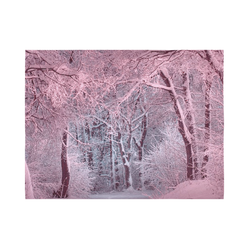 another winter wonderland  pink Cotton Linen Wall Tapestry 80"x 60"