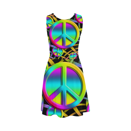 Colorful Peace Pattern Atalanta Sundress (Model D04)