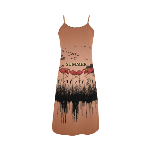 Summer design with flamingo Alcestis Slip Dress (Model D05)