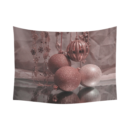 christmas baubles rose Cotton Linen Wall Tapestry 80"x 60"