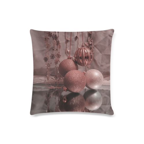 christmas baubles rose Custom Zippered Pillow Case 16"x16"(Twin Sides)