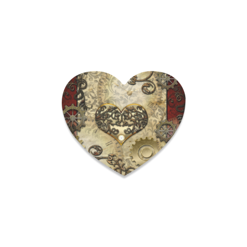 Steampunk, golden red design Heart Coaster