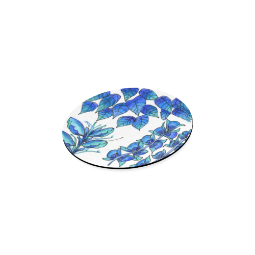 Pretty Blue Flowers, Aqua Garden Zendoodle Round Coaster