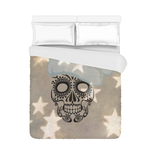 Christmas skull with star bokeh Duvet Cover 86"x70" ( All-over-print)