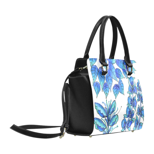Pretty Blue Flowers, Aqua Garden Zendoodle Classic Shoulder Handbag (Model 1653)