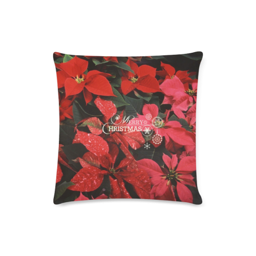 Poinsettia, merry christmas Custom Zippered Pillow Case 16"x16"(Twin Sides)