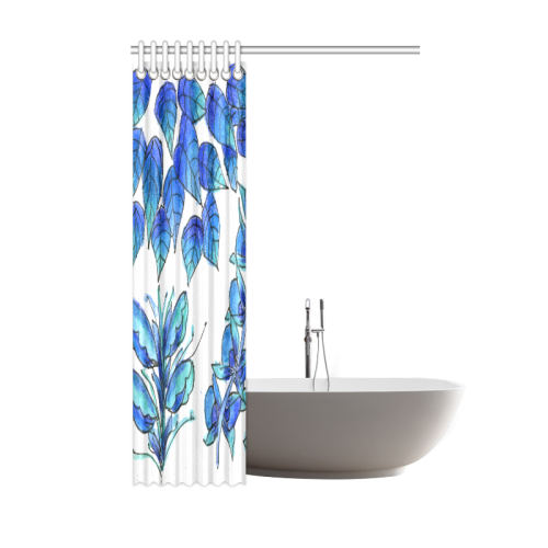 Pretty Blue Flowers, Aqua Garden Zendoodle Shower Curtain 48"x72"