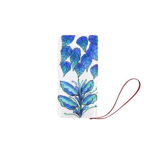 Pretty Blue Flowers, Aqua Garden Zendoodle Women's Clutch Wallet (Model 1637)