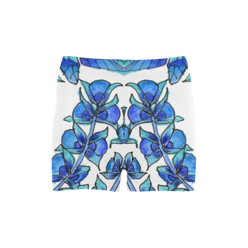 Pretty Blue Flowers, Aqua Garden Zendoodle Briseis Skinny Shorts (Model L04)