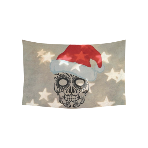 Christmas skull with star bokeh Cotton Linen Wall Tapestry 60"x 40"