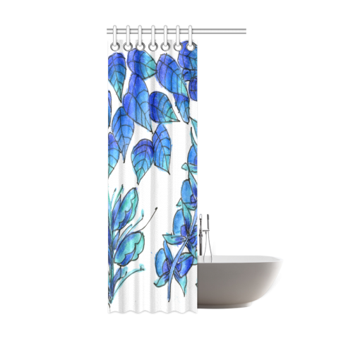 Pretty Blue Flowers, Aqua Garden Zendoodle Shower Curtain 36"x72"