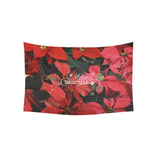 Poinsettia, merry christmas Cotton Linen Wall Tapestry 60"x 40"