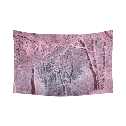 another winter wonderland  pink Cotton Linen Wall Tapestry 90"x 60"