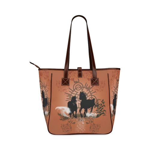 Black horses silhouette Classic Tote Bag (Model 1644)
