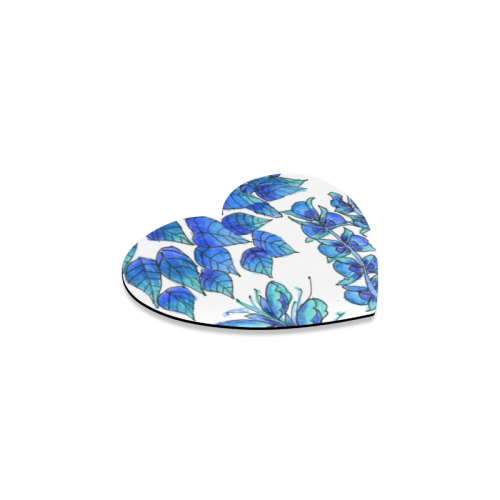 Pretty Blue Flowers, Aqua Garden Zendoodle Heart Coaster