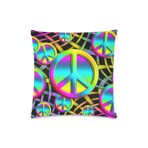 Colorful Peace Pattern Custom Zippered Pillow Case 16"x16" (one side)