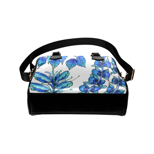 Pretty Blue Flowers, Aqua Garden Zendoodle Shoulder Handbag (Model 1634)