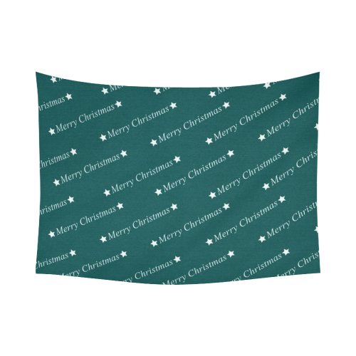 merry christmas,text turquoise Cotton Linen Wall Tapestry 80"x 60"