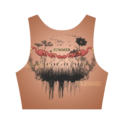 Summer design with flamingo Women's Crop Top (Model T42)