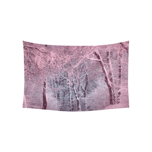 another winter wonderland  pink Cotton Linen Wall Tapestry 60"x 40"