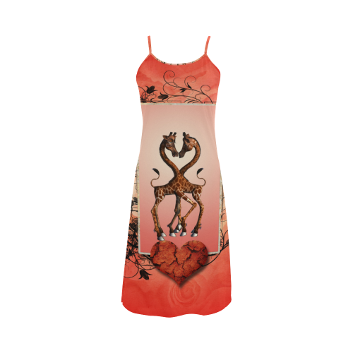 Giraffe in love Alcestis Slip Dress (Model D05)