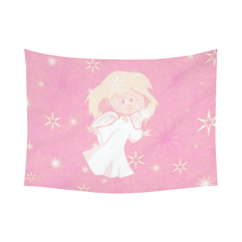 sweet christmas angel pink Cotton Linen Wall Tapestry 80"x 60"